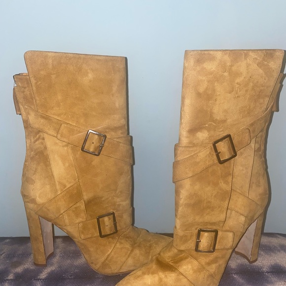 Jonathan Simkhai x Manolo Blahnik tan suede boots - Picture 4 of 5